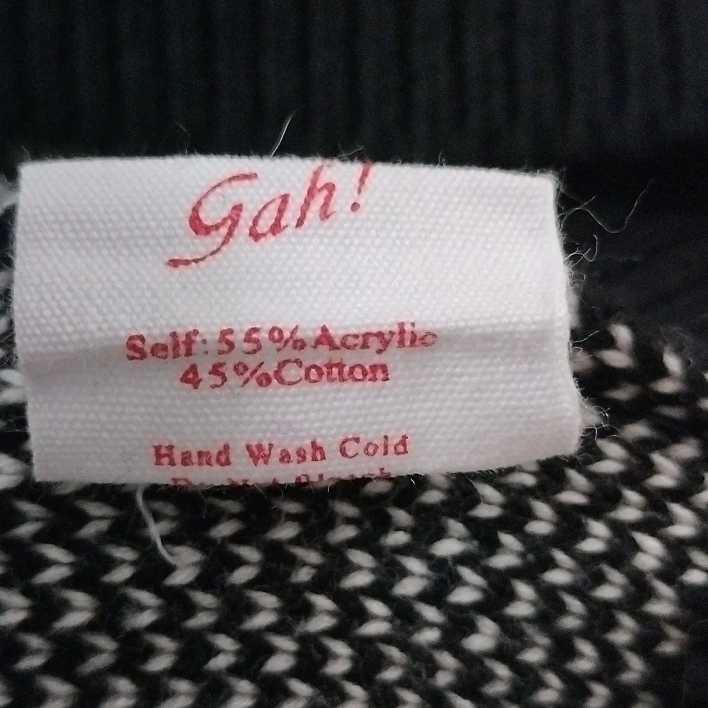 Lisa Says Gah Lauda Cardigan Black White Colorblock Oversized Knit Size M/L